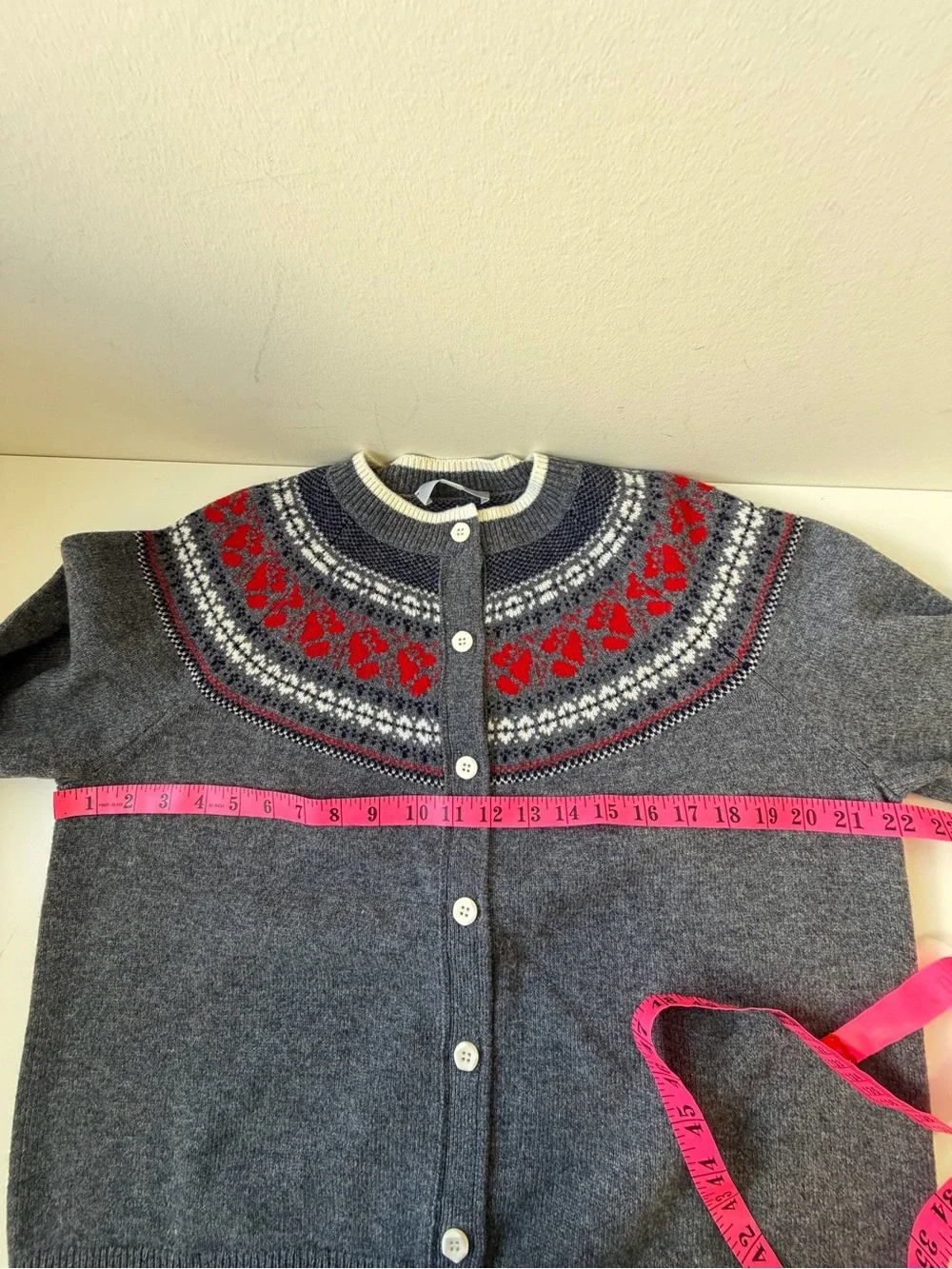 The Rumere Rose Icelandic Fair Isle Wool Cardigan Size 42 - Picture 9 of 10